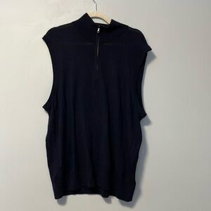 Brooks Brothers Navy merino wool Sleeveless Zip-Up sweater